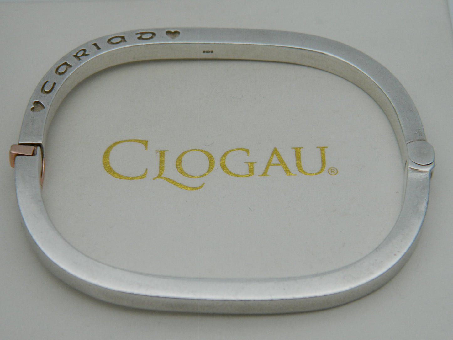 Clogau Sterling Silver & 9ct Rose Gold Large Square Cariad Bangle (used)