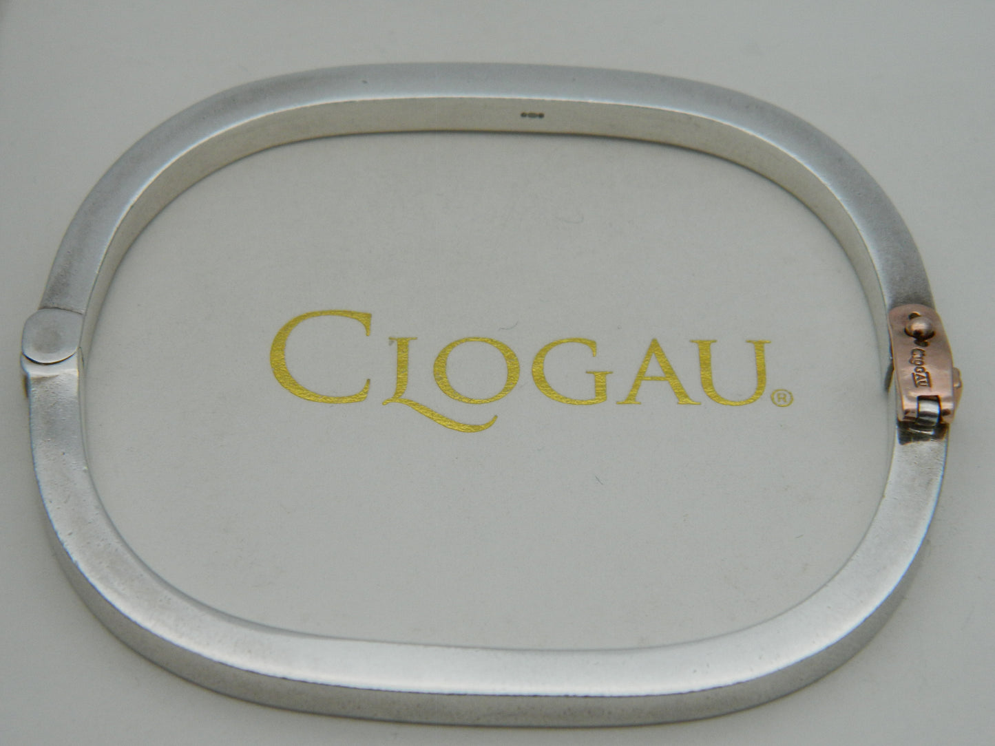 Clogau Sterling Silver & 9ct Rose Gold Large Square Cariad Bangle (used)