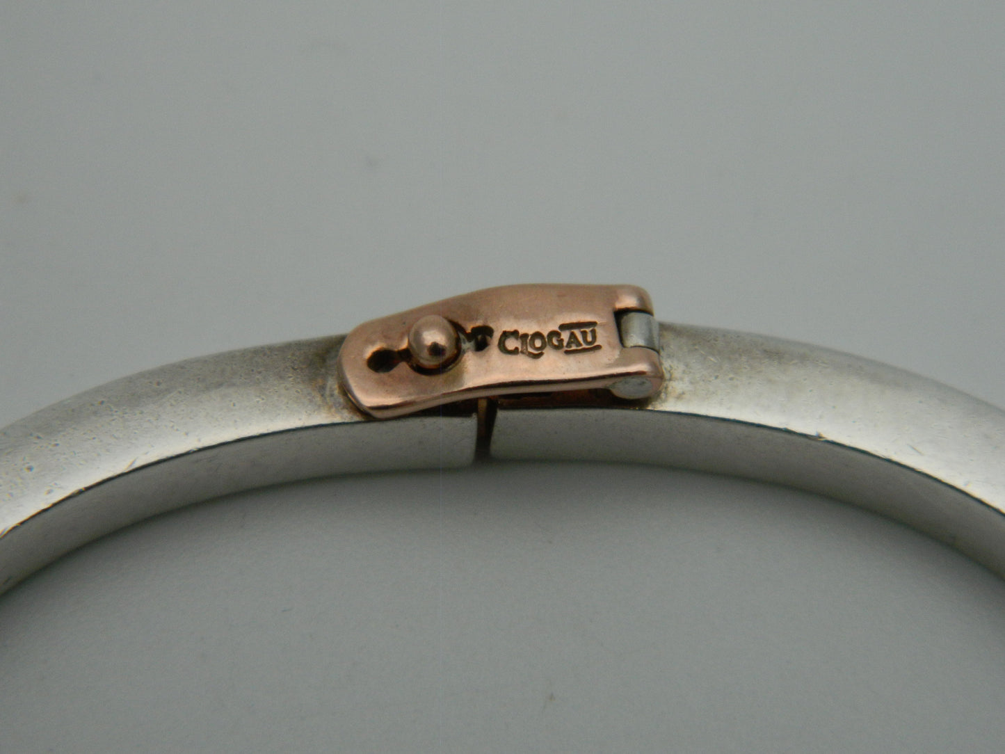 Clogau Sterling Silver & 9ct Rose Gold Large Square Cariad Bangle (used)