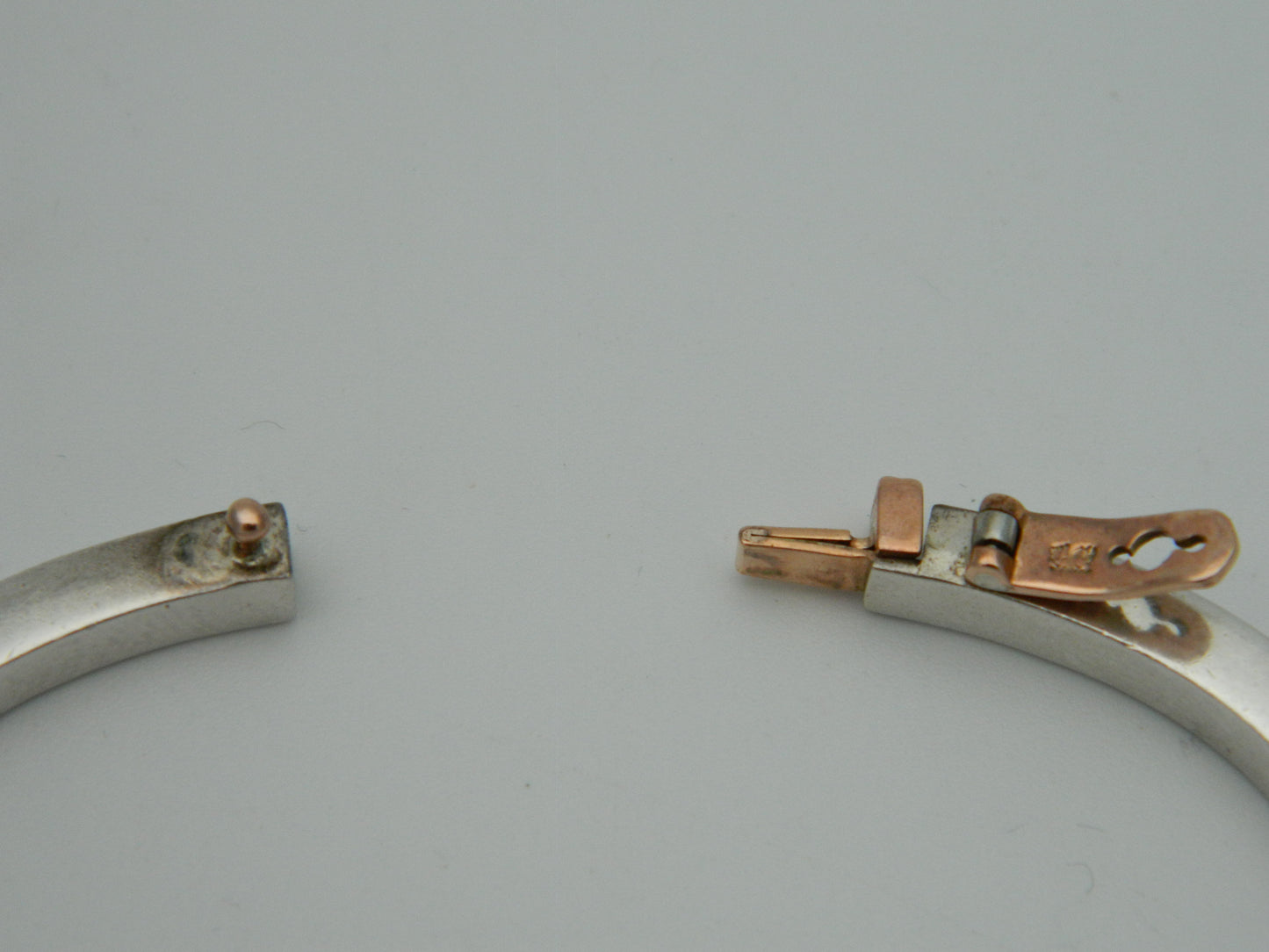 Clogau Sterling Silver & 9ct Rose Gold Large Square Cariad Bangle (used)