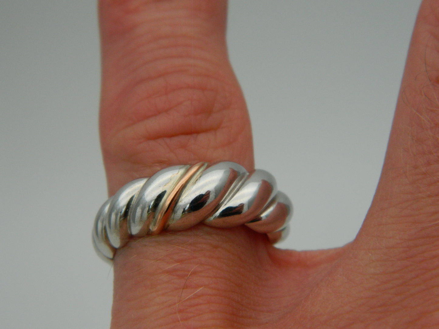 Clogau Sterling Silver & 9ct Rose Gold Lovers Twist Ring RRP £169.00 size P