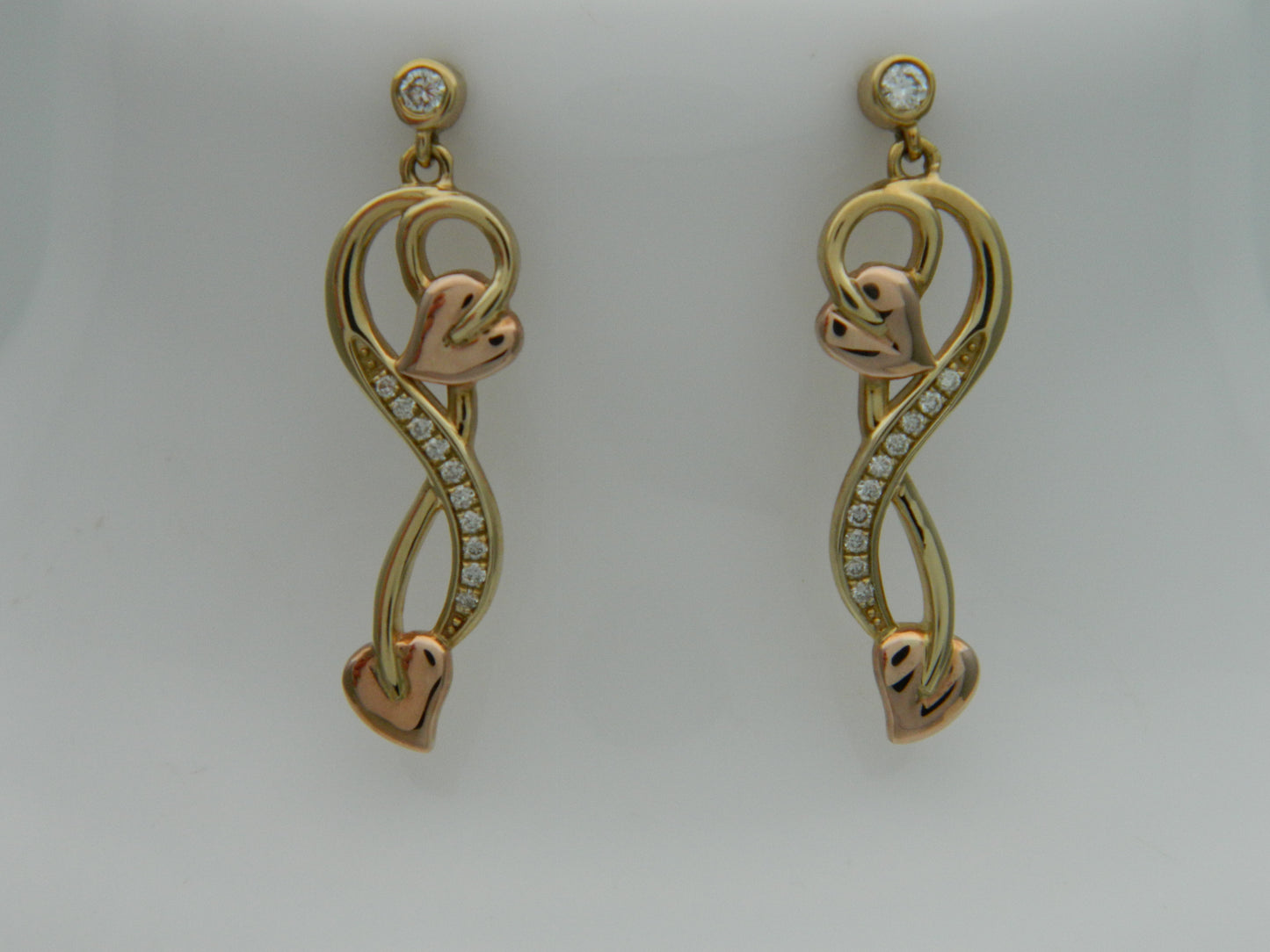 Clogau 9ct Yellow & Rose Gold Tree of Life Vine Diamond Drop Earrings RRP £1,190.00