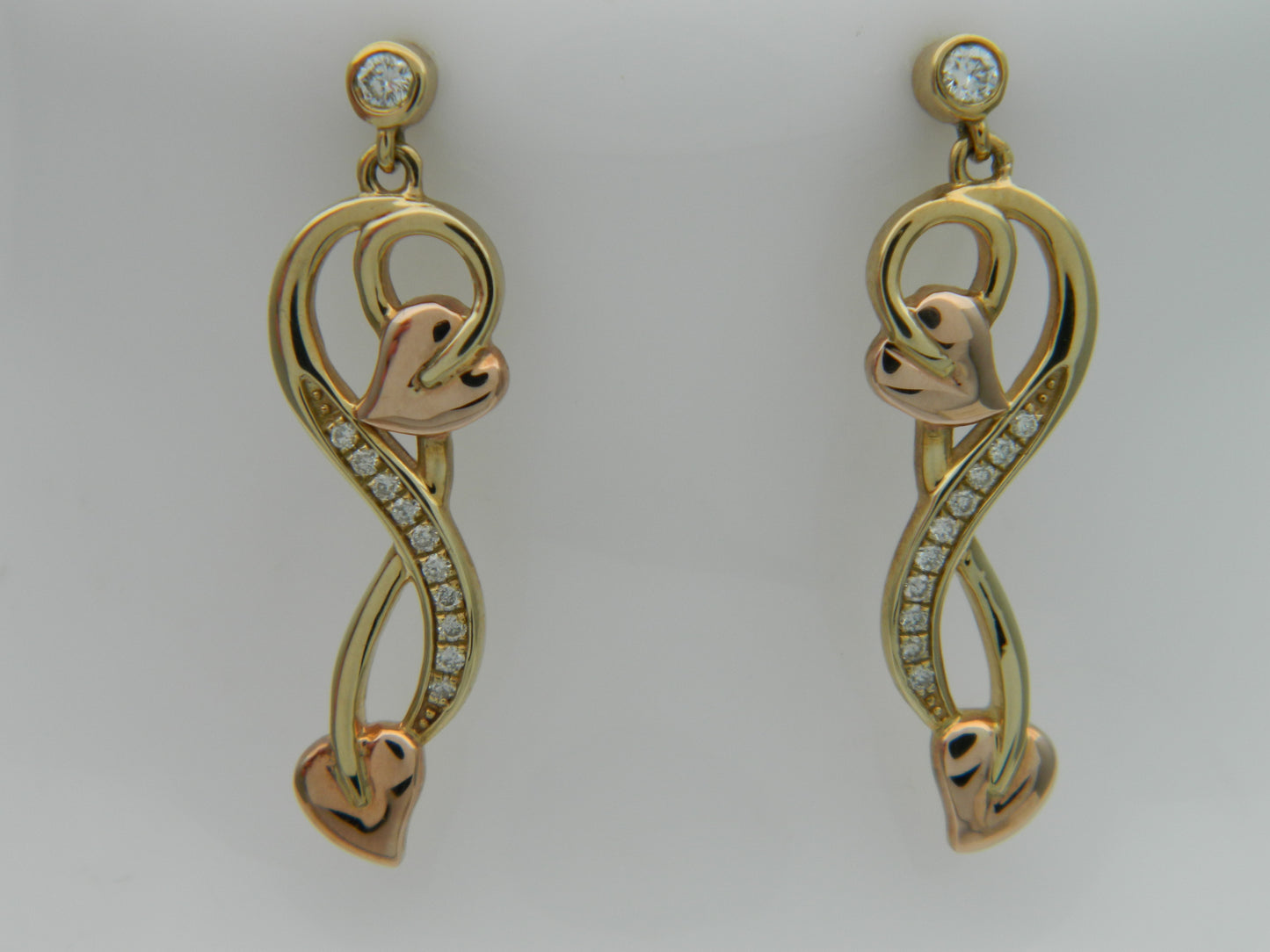 Clogau 9ct Yellow & Rose Gold Tree of Life Vine Diamond Drop Earrings RRP £1,190.00