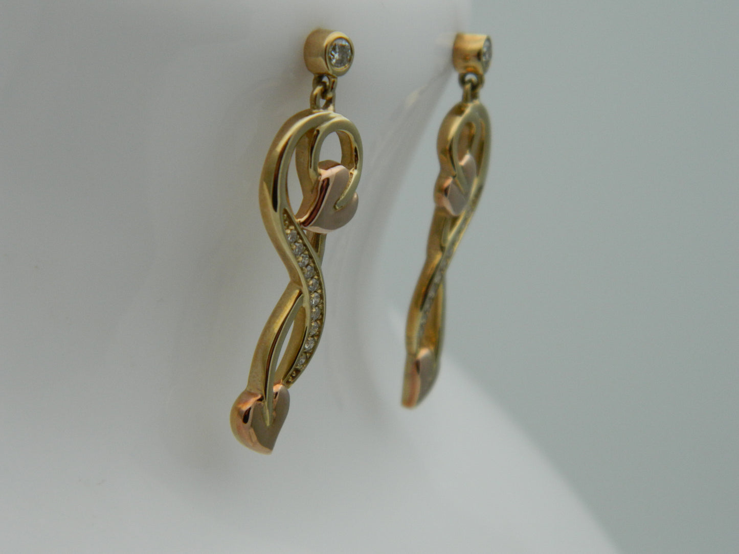 Clogau 9ct Yellow & Rose Gold Tree of Life Vine Diamond Drop Earrings RRP £1,190.00