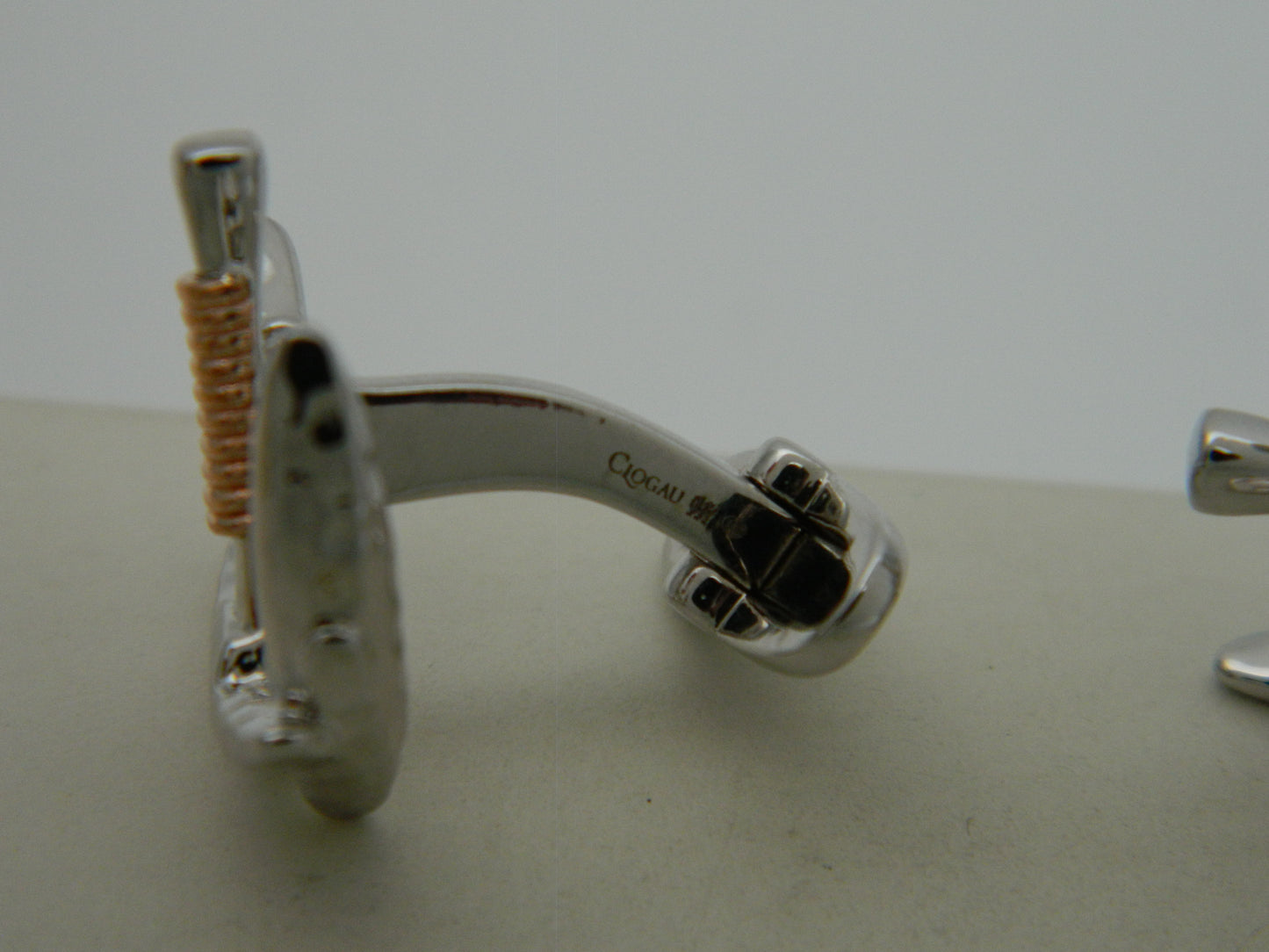 Clogau Sterling Silver & 9ct Rose Gold Heritage Pick Axe Cufflinks RRP £250.00