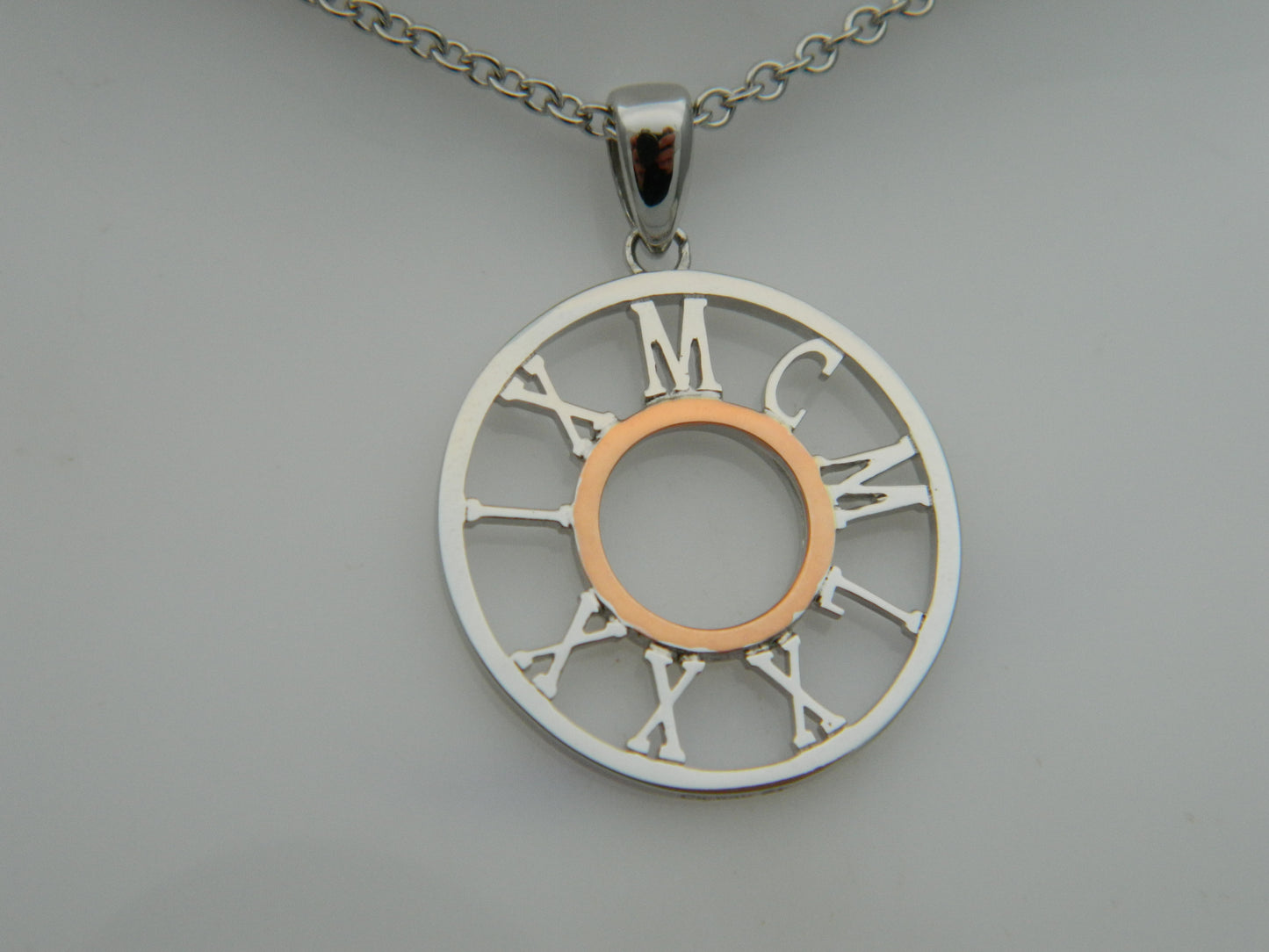 Clogau Sterling Silver & 9ct Rose Gold 1989 Roman Numerals Pendant