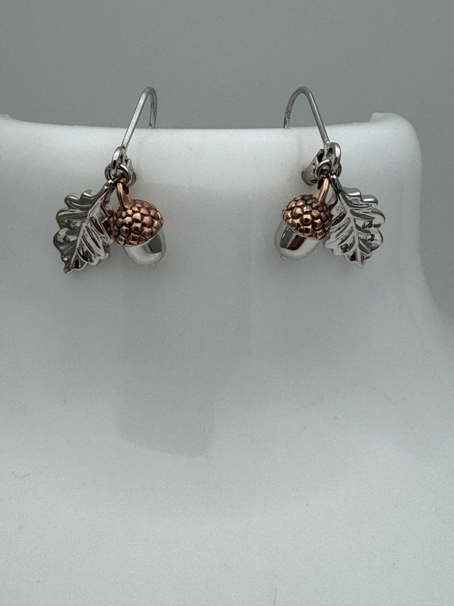 Clogau Sterling Silver & 9ct Rose Gold Oak Leaf Topaz Drop Earrings RRP £239.00
