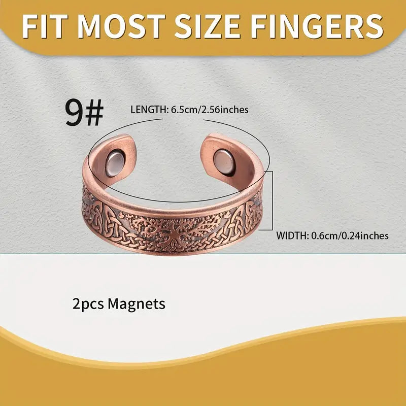 Two Piece Copper Magnet Celtic Bangle & Ring