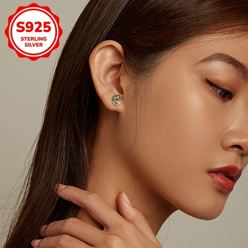 Sterling Silver Chameleon Stud Earrings