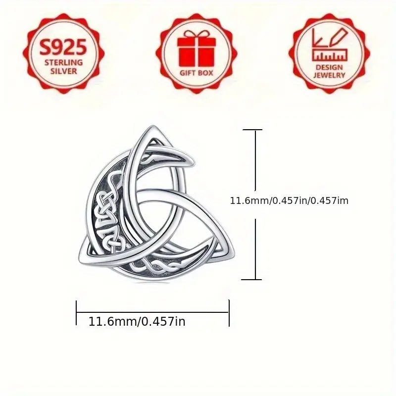 Sterling Silver Celtic Knot Crescent Moon Stud Earrings