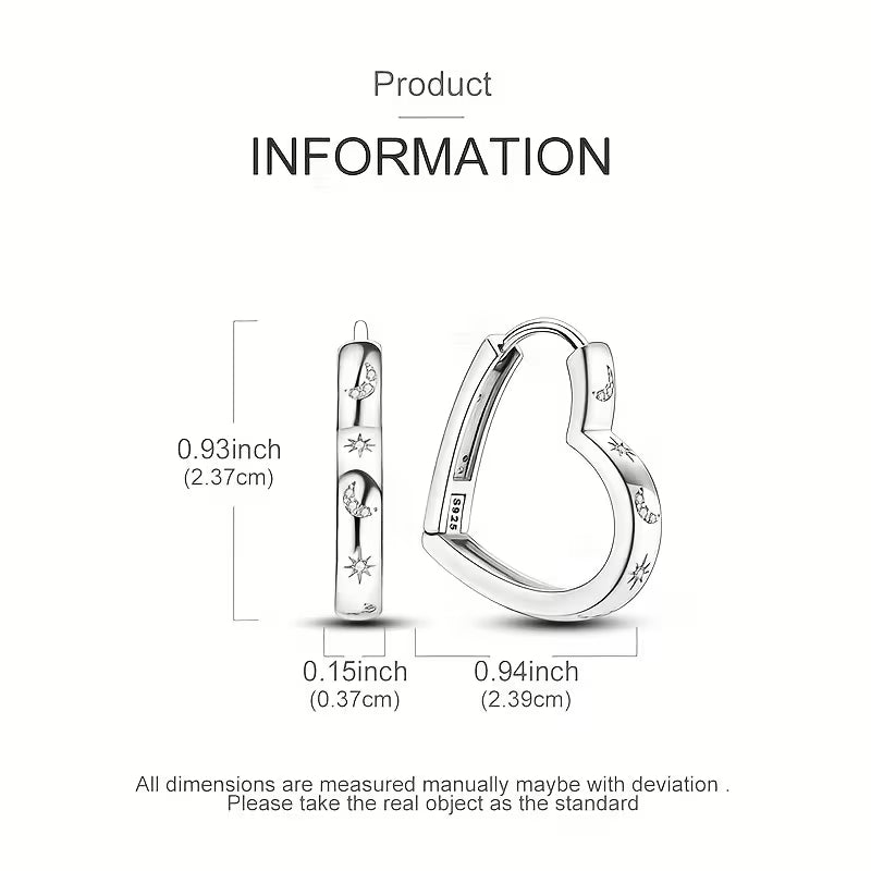 Sterling Silver Celestial Cubic Zirconia Heart Shaped Earrings