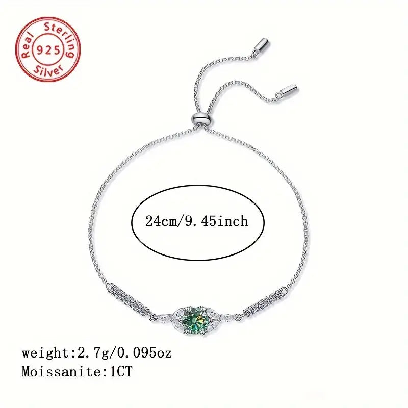 Sterling Silver 1ct White Moissanite Bracelet