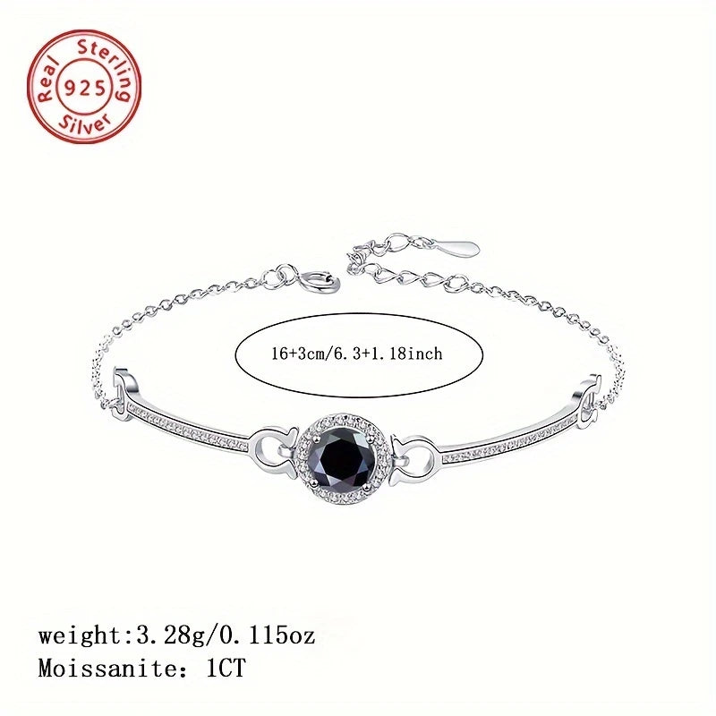 Sterling Silver 1ct Blue/Green Round Moissanite Bracelet