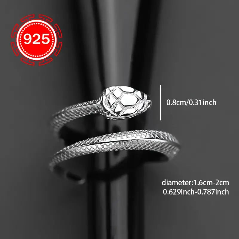 925 Sterling Silver Snake Wrap Ring (Adjustable)