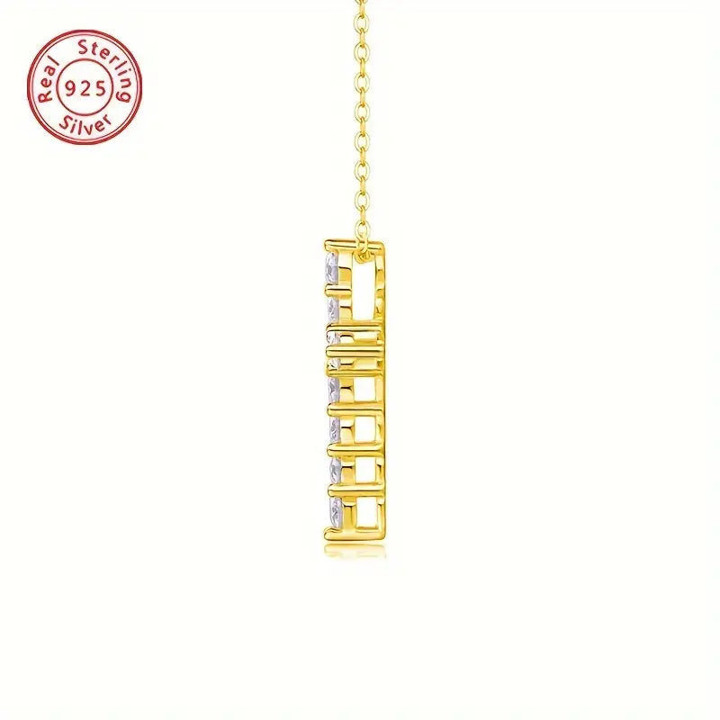 Sterling Silver Yellow Gold Plated 1.1ct White Moissanite Cross Pendant