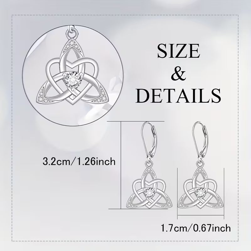 Sterling Silver Celtic Knot Cubic Zirconia Drop Earrings