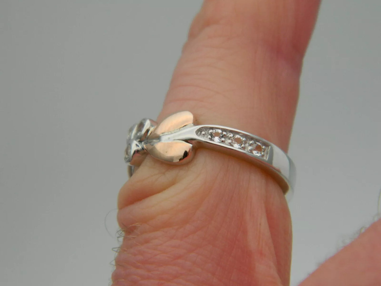 Clogau Sterling Silver & 9ct Rose Gold Tree of Life Vine Topaz Ring size K 1/2 or O