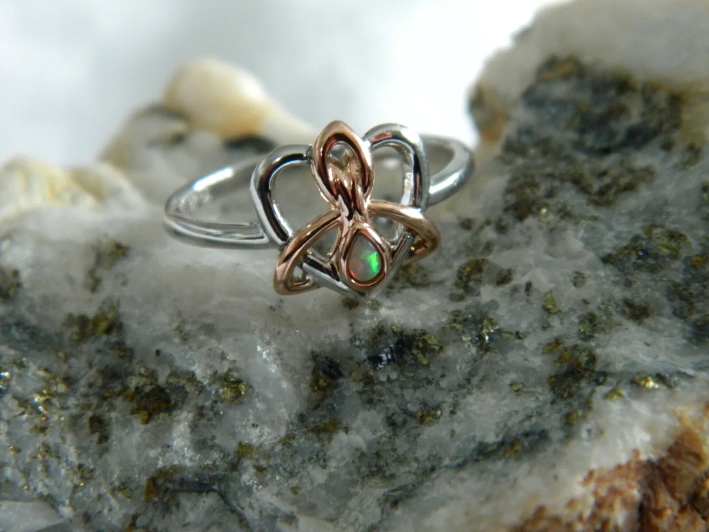 Clogau Sterling Silver & 9ct Rose Gold Dwynwen Opal Ring