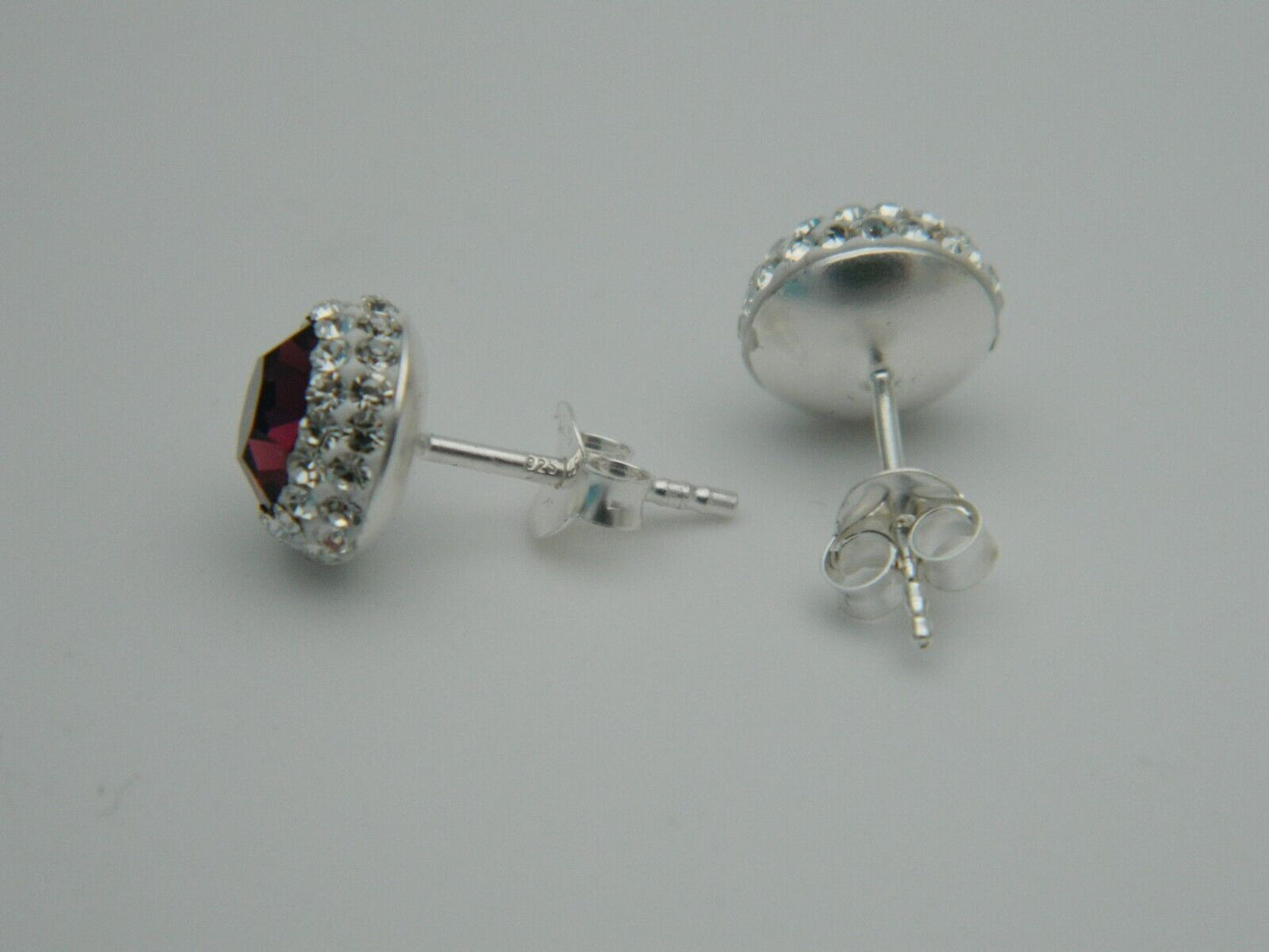 Sterling Silver Amethyst CZ Crystal Stud Earrings