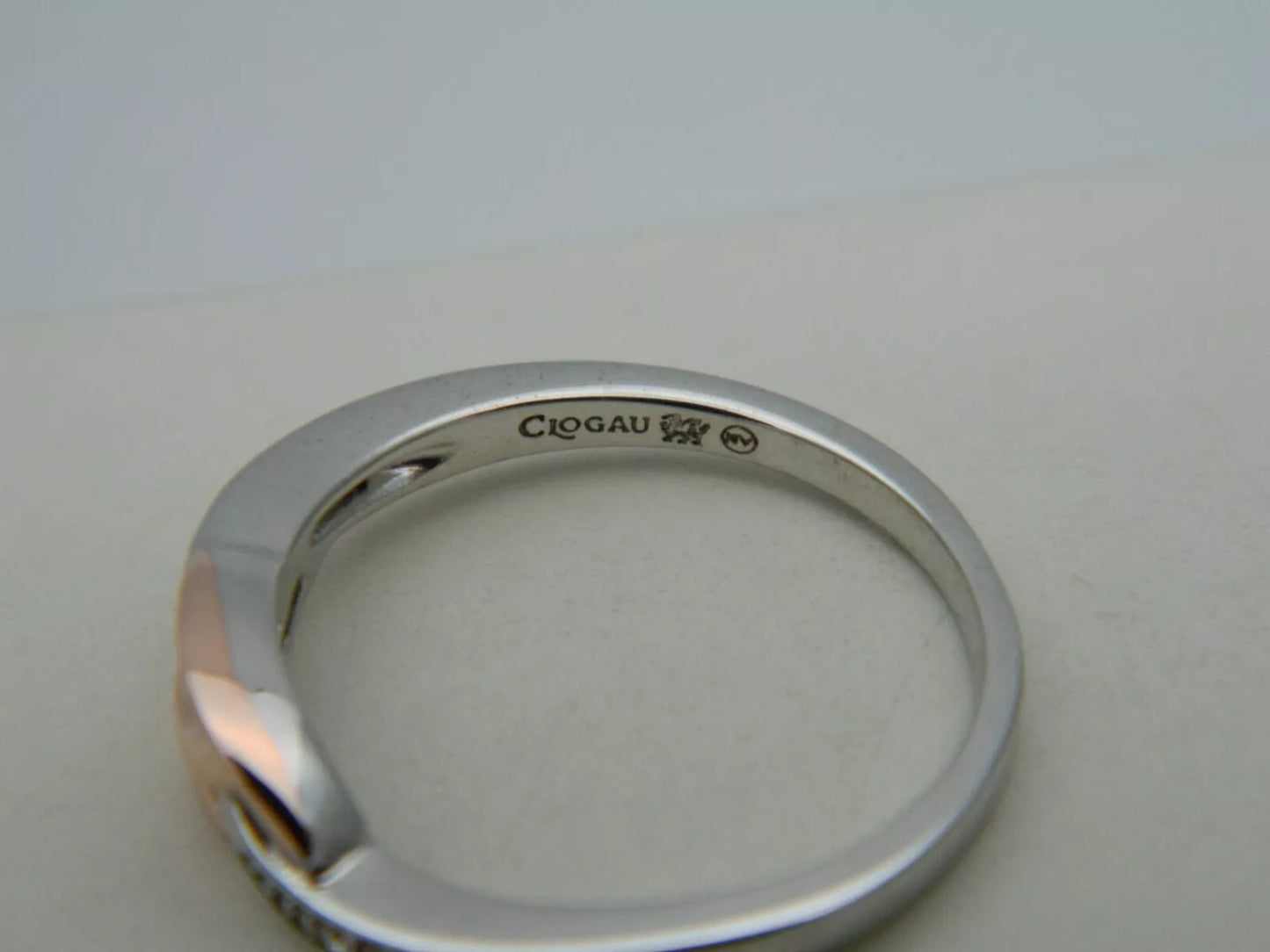 Clogau Sterling Silver & 9ct Rose Gold Eternal Love Diamond Affinity Stacking Ring size P