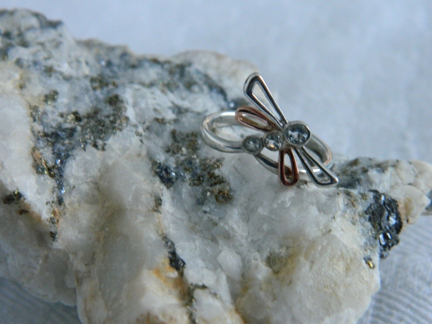 Clogau Sterling Silver & 9ct Rose Gold Damselfly Ring size L, M or N