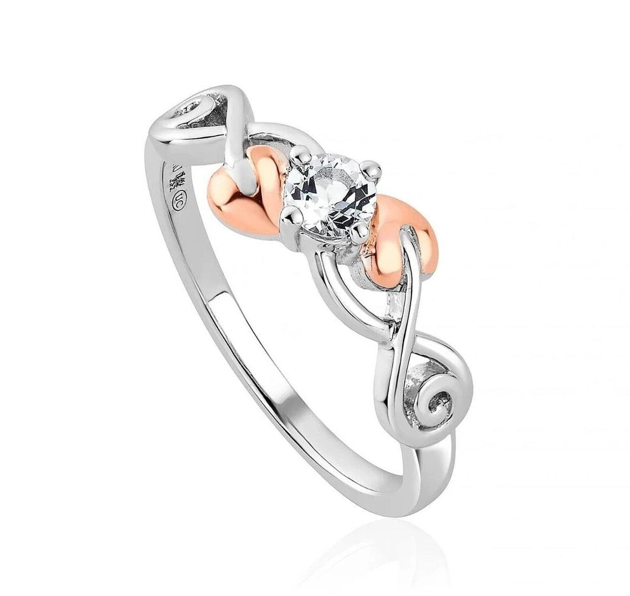 Clogau Sterling Silver & 9ct Rose Gold Tree of Life Topaz Ring RRP £149.00 size L
