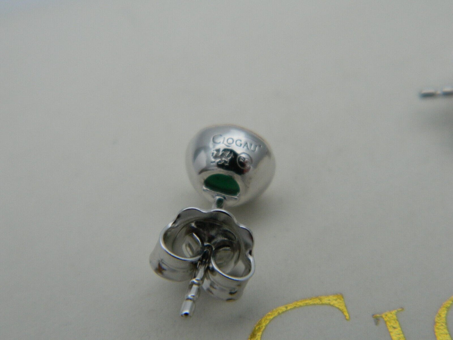 Clogau Sterling Silver & 9ct Rose Gold Emerald May Birthstone Stud Earrings