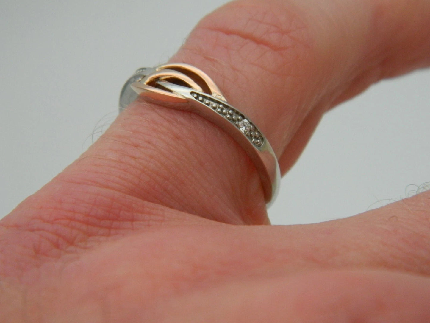 Clogau Sterling Silver & 9ct Rose Gold Eternal Love Diamond Affinity Stacking Ring size P