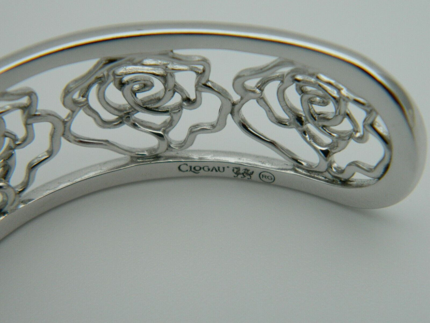 Clogau Sterling Silver & 9ct Rose Gold Royal Roses Topaz Cuff Bangle