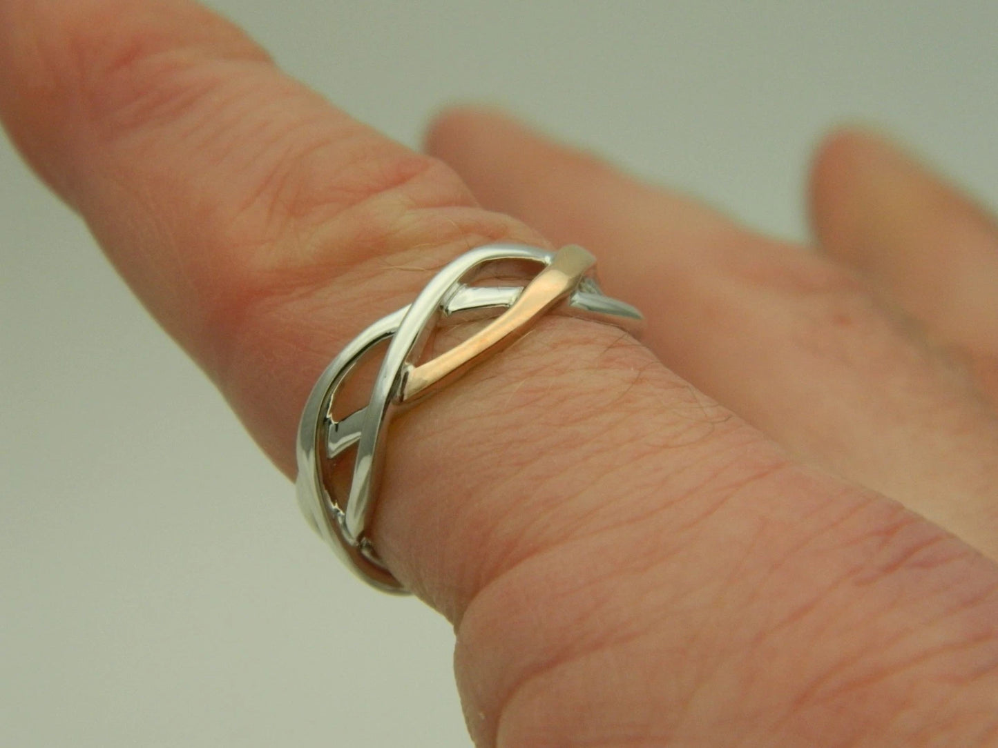 Clogau Sterling Silver & 9ct Rose Gold Celtic Weave Ring RRP £159.00 size L, N or O