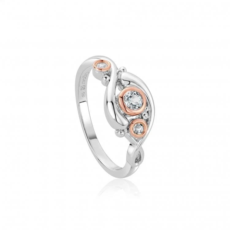 Clogau Sterling Silver & 9ct Rose Gold Pistyll Rhaeadr Topaz Ring RRP £149.00 size N