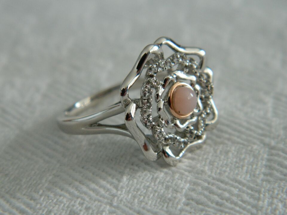 Clogau Sterling Silver & 9ct Rose Gold Tudor Rose Ring size J, K, L, M, N, O, P, R
