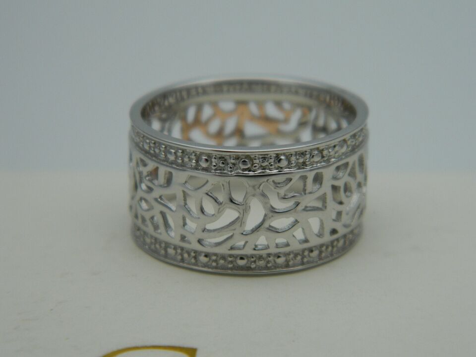 Clogau Sterling Silver & 9ct Rose Gold Royal Roses Band Ring size L