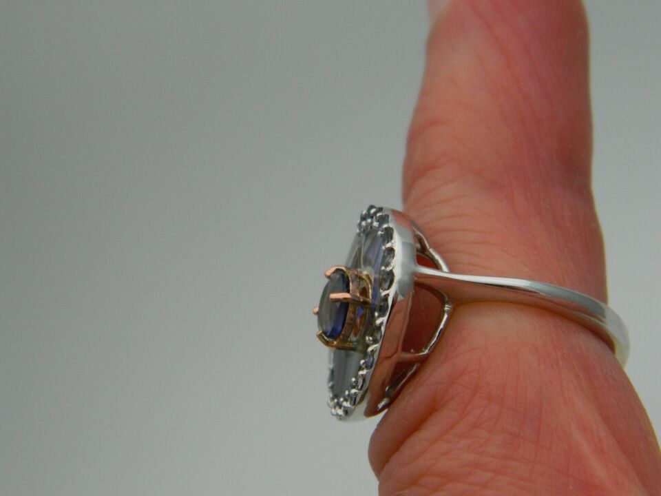 Clogau Sterling Silver & 9ct Rose Gold Ebb & Flow Abalone & Iolite Ring size J or L