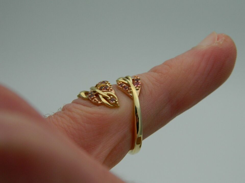 Clogau 9ct Yellow & Rose Gold Debutante Feather Pink Tourmaline Ring size J or P