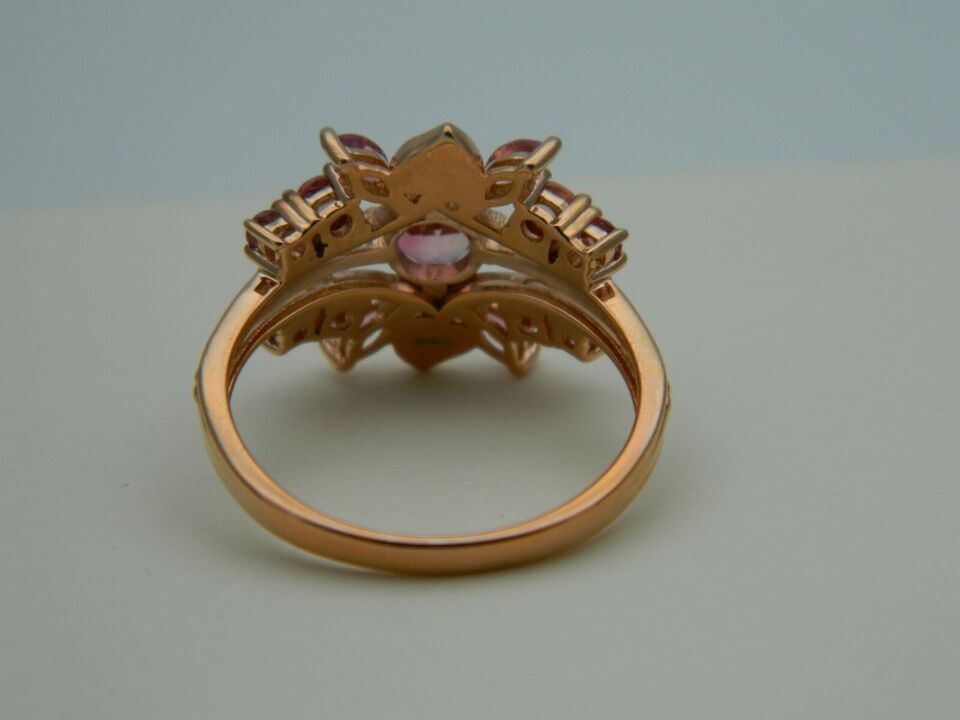 Clogau 18ct Rose Gold Tiara Pink Tourmaline Ring size P