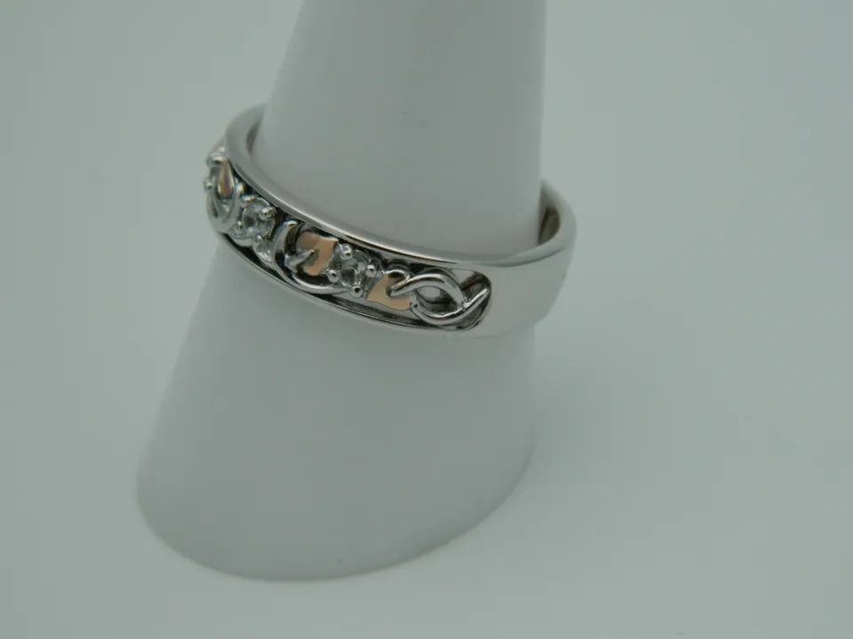 Clogau Sterling Silver & 9ct Rose Gold Tree of Life Dathlu Topaz Ring size L, M, N or P