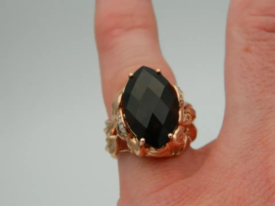 Clogau 9ct Rose Gold Smoky Quartz & Diamond 'Ar Dan' Ring size O