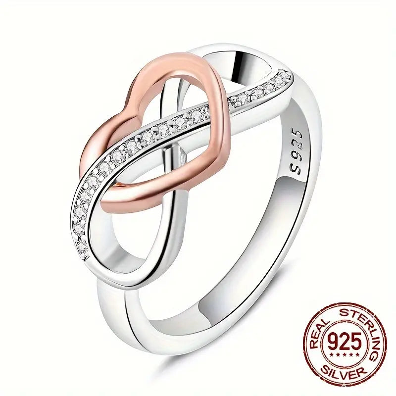 Sterling Silver Two Tone Eternity Affinity C/Z Ring size L 1/2, N, P 1/2, R or S