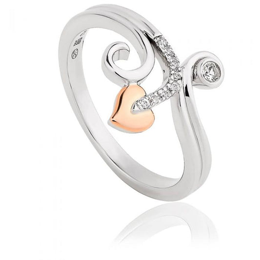 Clogau Sterling Silver & 9ct Rose Gold Tree of Life Vine White Topaz Ring size K, N, O or P