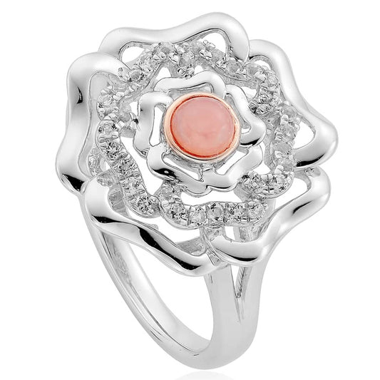 Clogau Sterling Silver & 9ct Rose Gold Tudor Rose Ring size J, K, L, M, N, O, P, Q, R