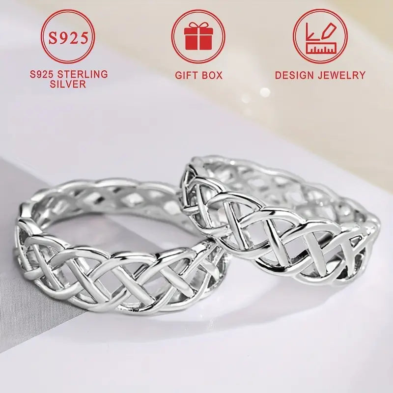 Sterling Silver Unisex Celtic Twist Eternity Band Ring size L, M, P, R, S or T