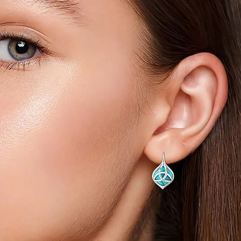 Sterling Silver Turquoise Celtic Knot Earrings