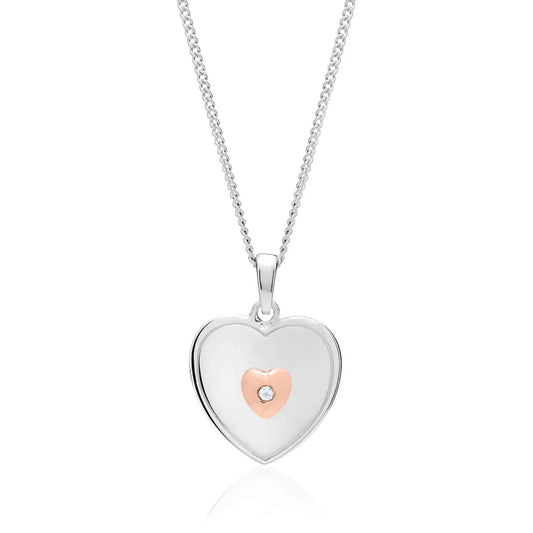 Clogau Sterling Silver & 9ct Rose Gold Cariad Heart Topaz Pendant