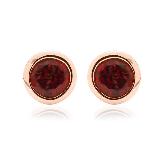 Clogau Sterling Silver & 9ct Rose Gold Garnet January Birthstone Stud Earrings