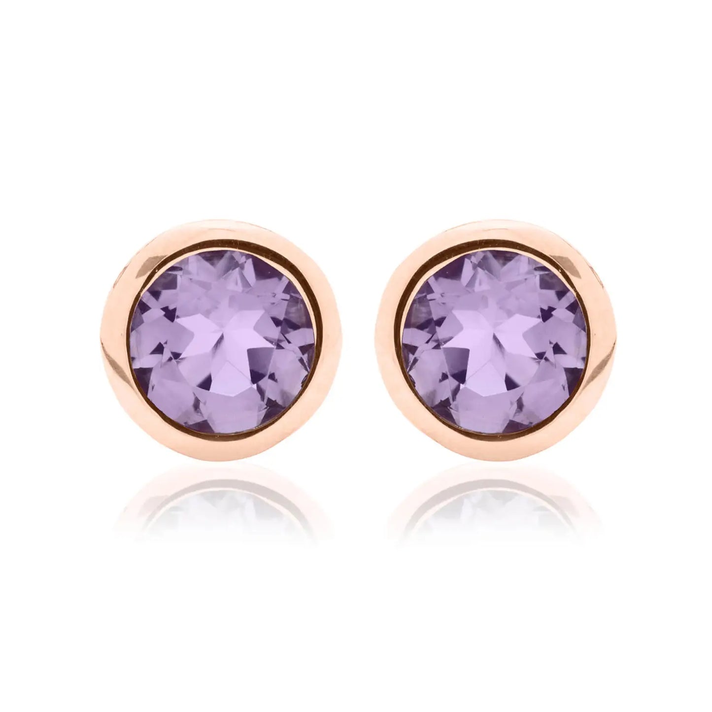 Clogau Sterling Silver & 9ct Rose Gold Amethyst February Birthstone Stud Earrings