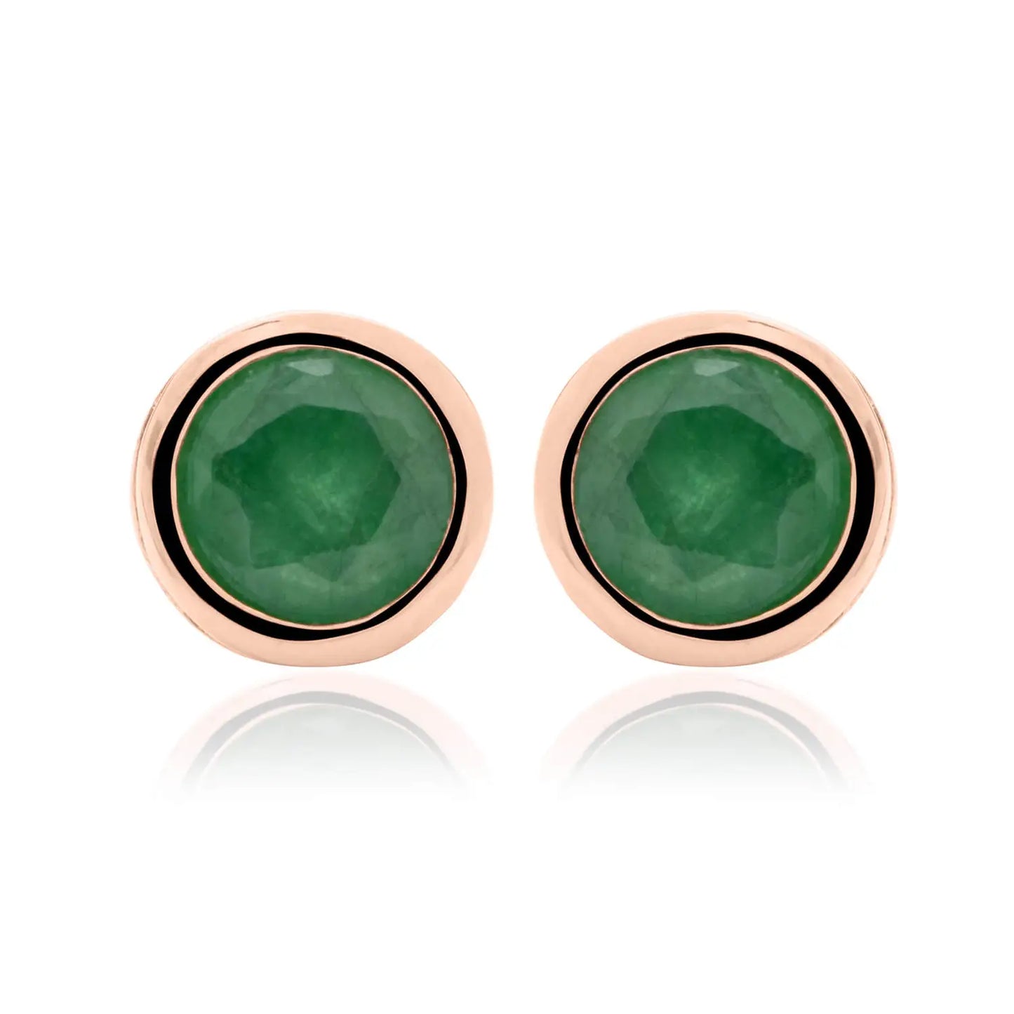 Clogau Sterling Silver & 9ct Rose Gold Emerald May Birthstone Stud Earrings