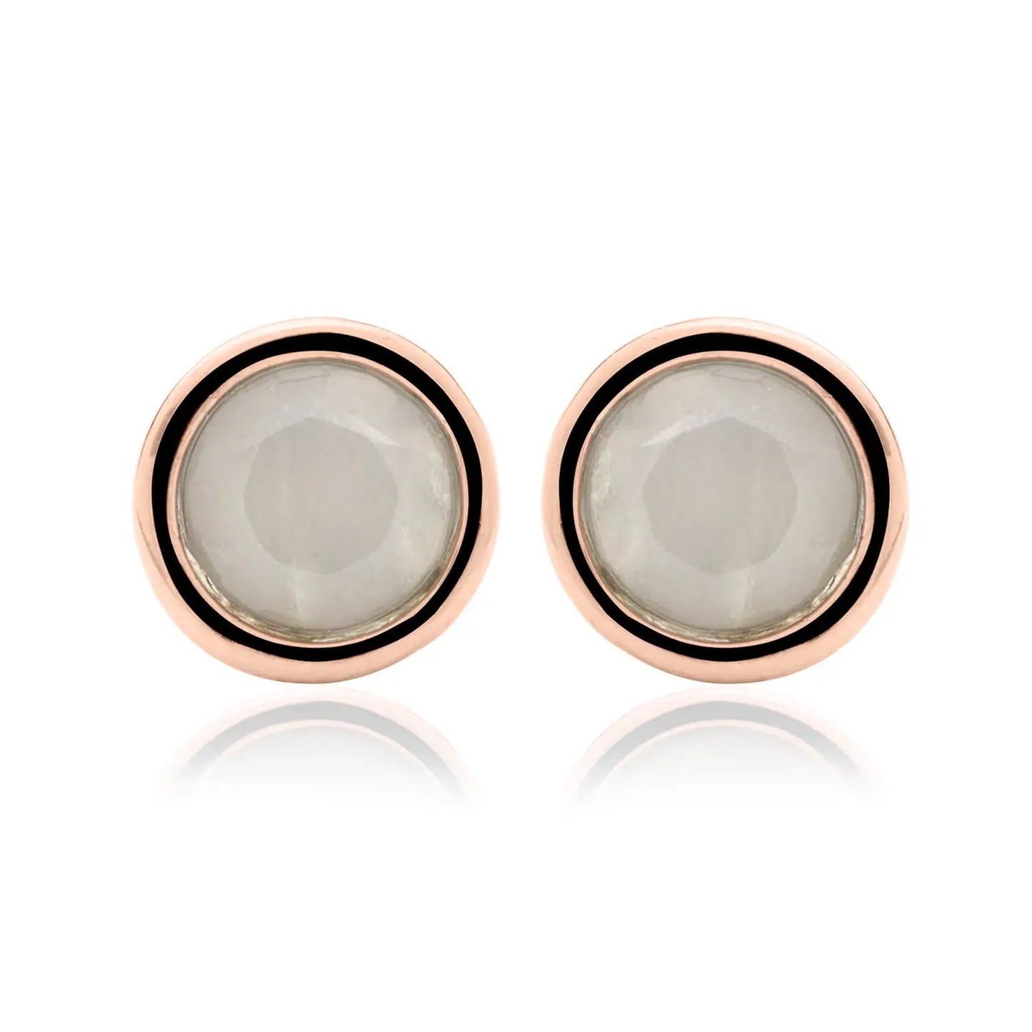 Clogau Sterling Silver & 9ct Rose Gold Moonstone June Birthstone Stud Earrings