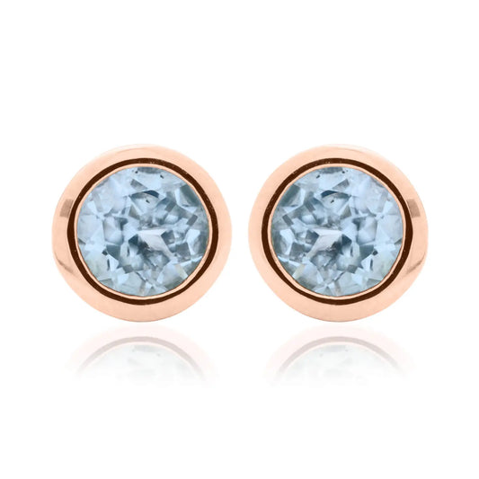 Clogau Sterling Silver & 9ct Rose Gold Blue Topaz December Birthstone Stud Earrings