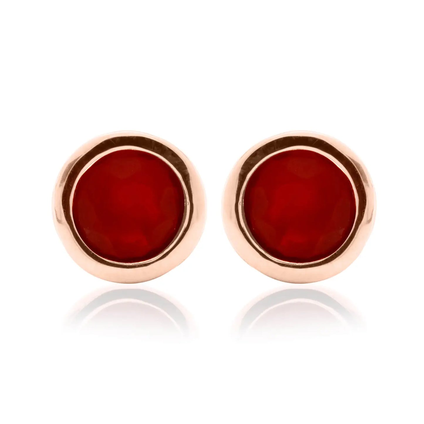 Clogau Sterling Silver & 9ct Rose Gold Carnelian July Birthstone Stud Earrings